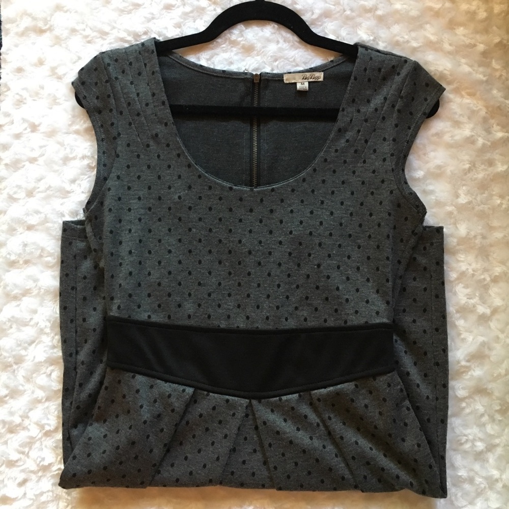 Be Bop Gray Dress with black polka dots
